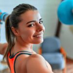 ragazza sorridente che fa allenamento