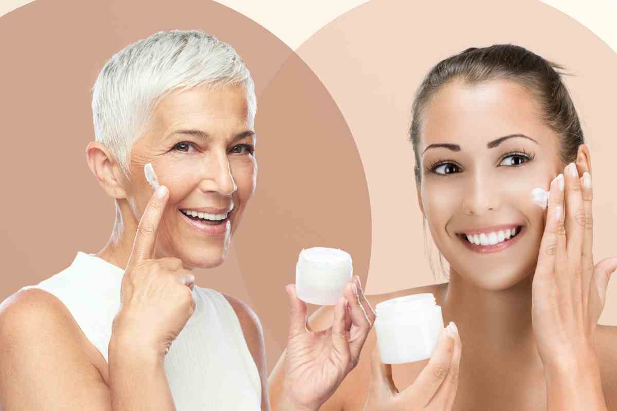due donne di età diversa che si mettono la crema viso